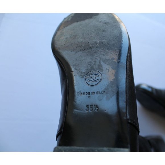 Chanel Vintage Rare Knee High Riding Boots Black Size IT 35.5 - Picture 9 of 11